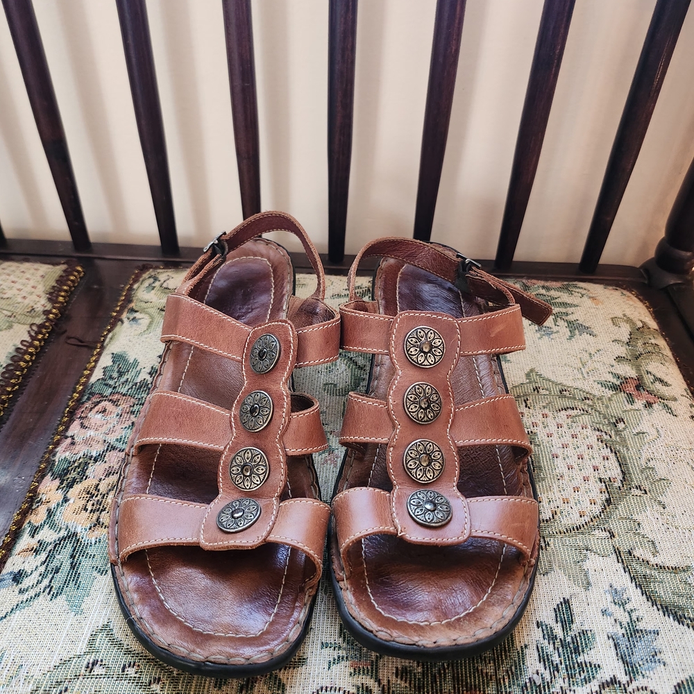 Josef Seibel Brown Sandals with Decorative Accents